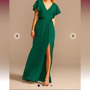 Davids Bridal Juniper Flutter Sleeve Charmeuse Tall Plus Size Bridesmaid Dress